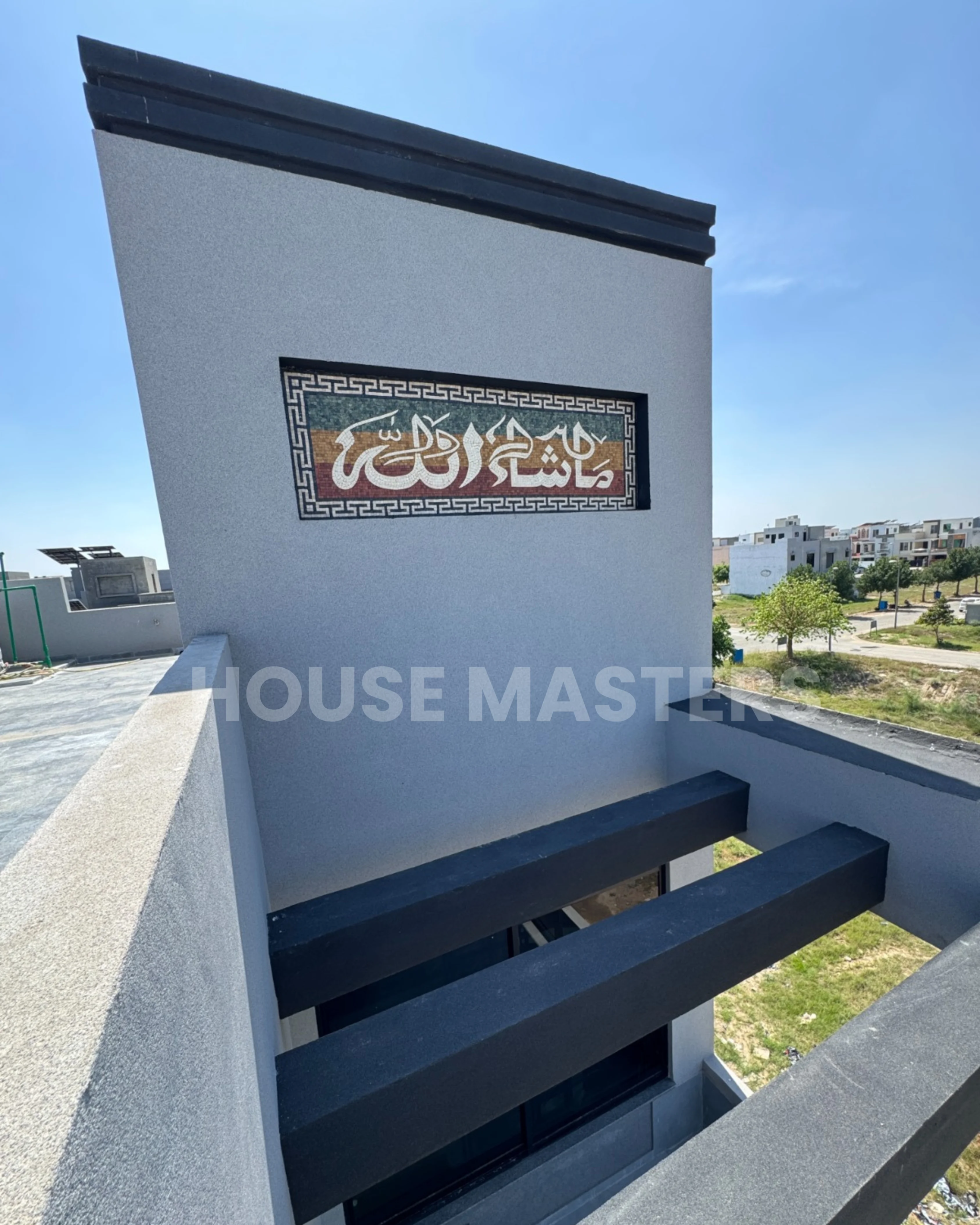 Modern bathroom mirror with light fixtures in a luxurious 5 Marla home