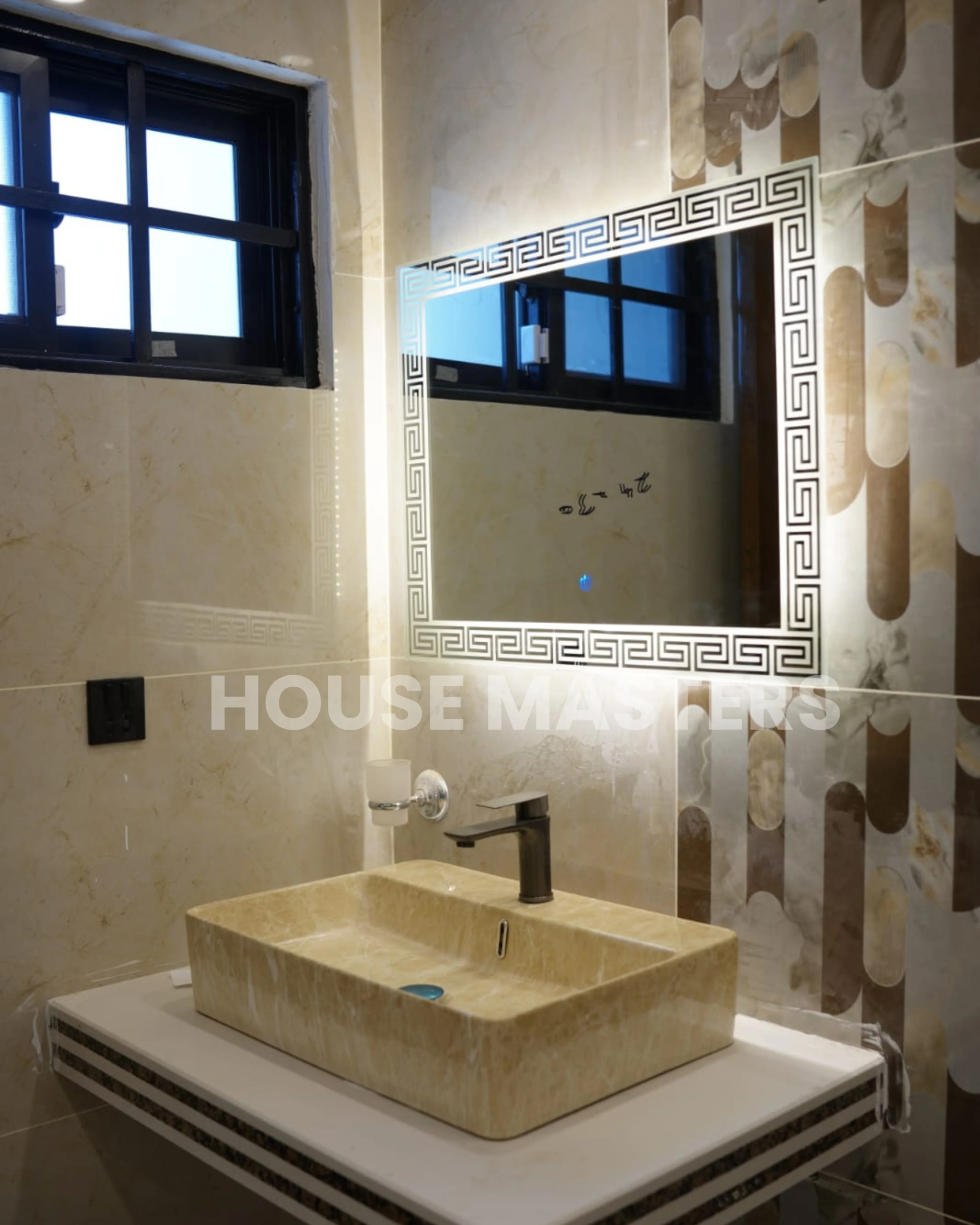 Beautifully designed bathroom with contemporary features in a 5 Marla home