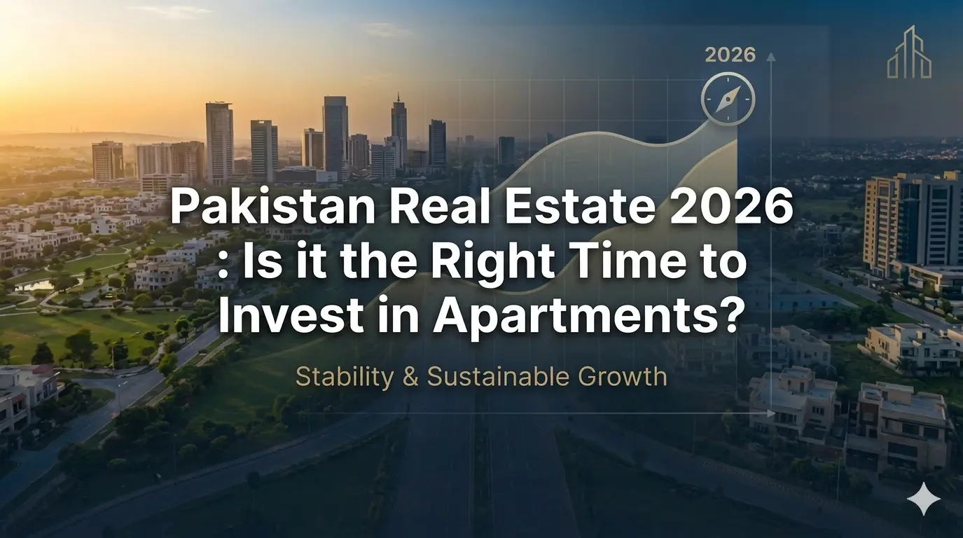 Pakistan Real Estate 2026: Modern apartment investment Lahore skyline and digital property listings verification by THEHMPD.