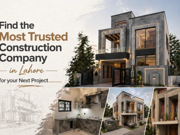Modern residential construction by the most trusted construction company in Lahore, featuring a luxurious house with contemporary design and high-quality finishes.