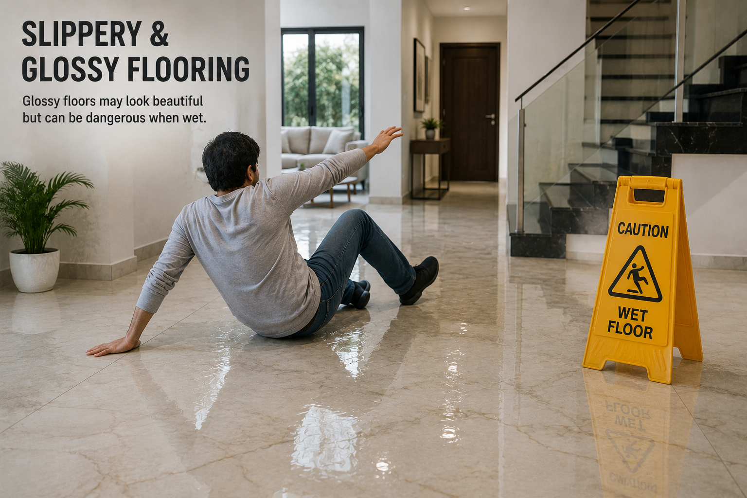Slippery and Glossy Flooring in pakistan house master