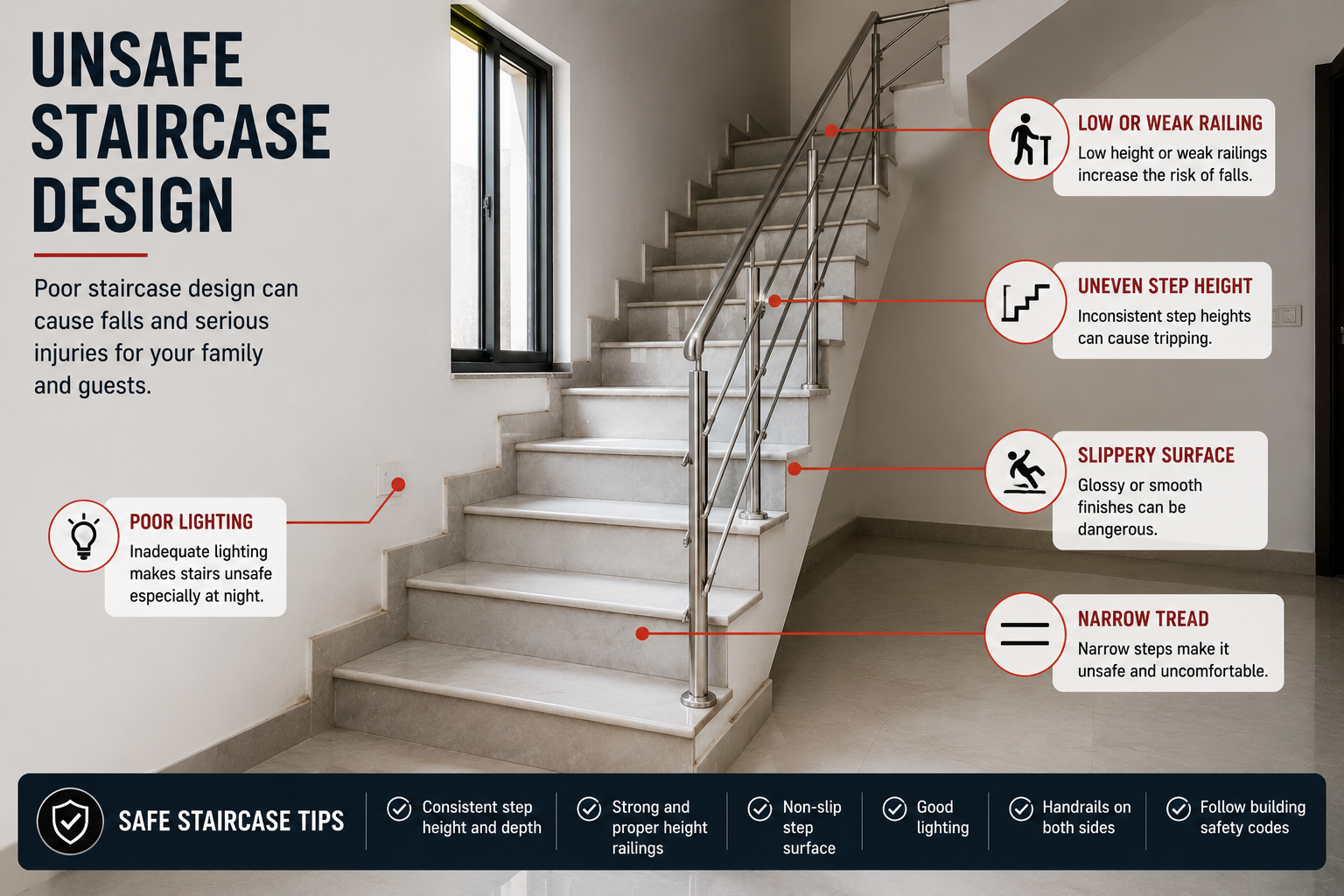 Unsafe Staircase Design pakistan