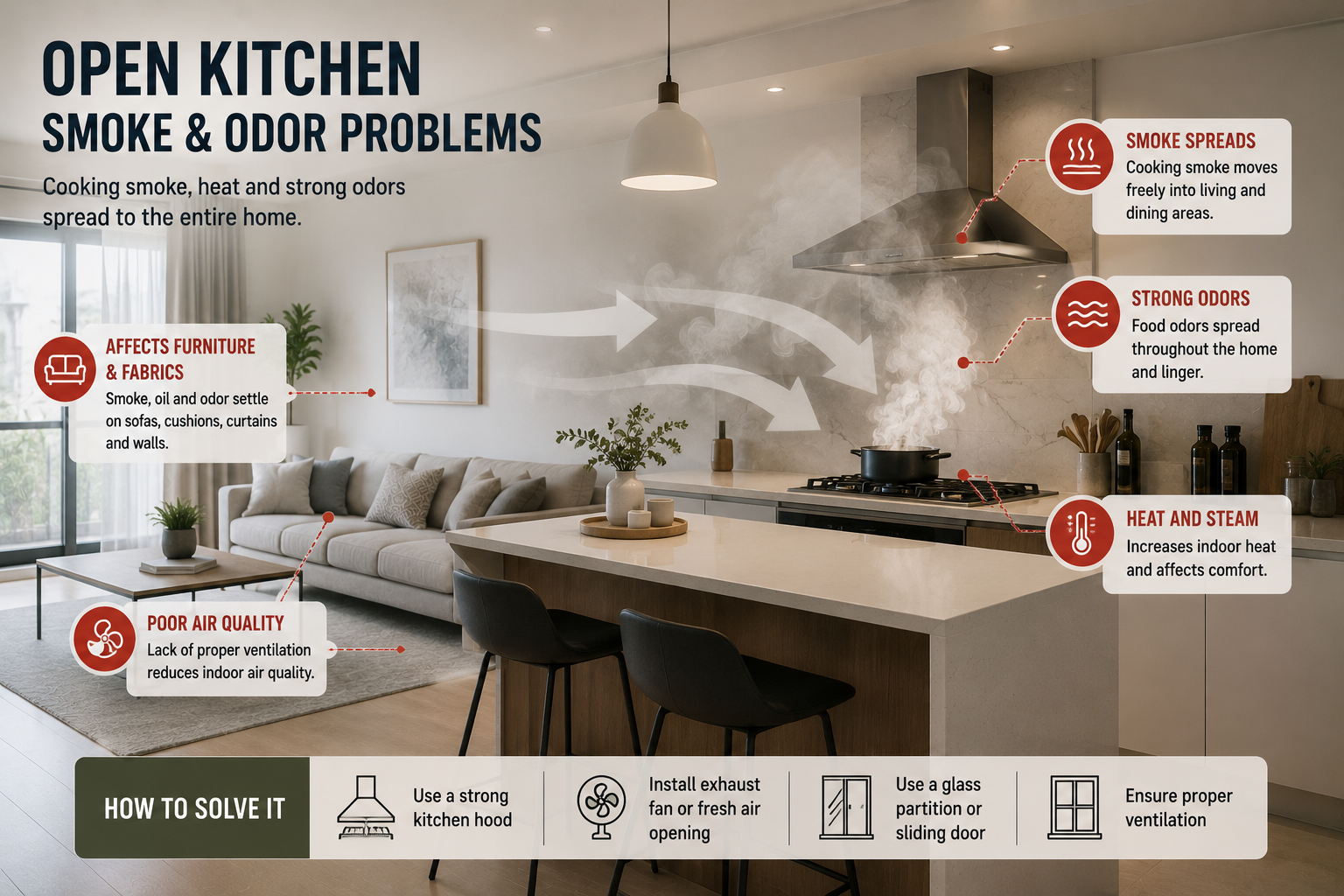 Open Kitchen Smoke and Odor Problems