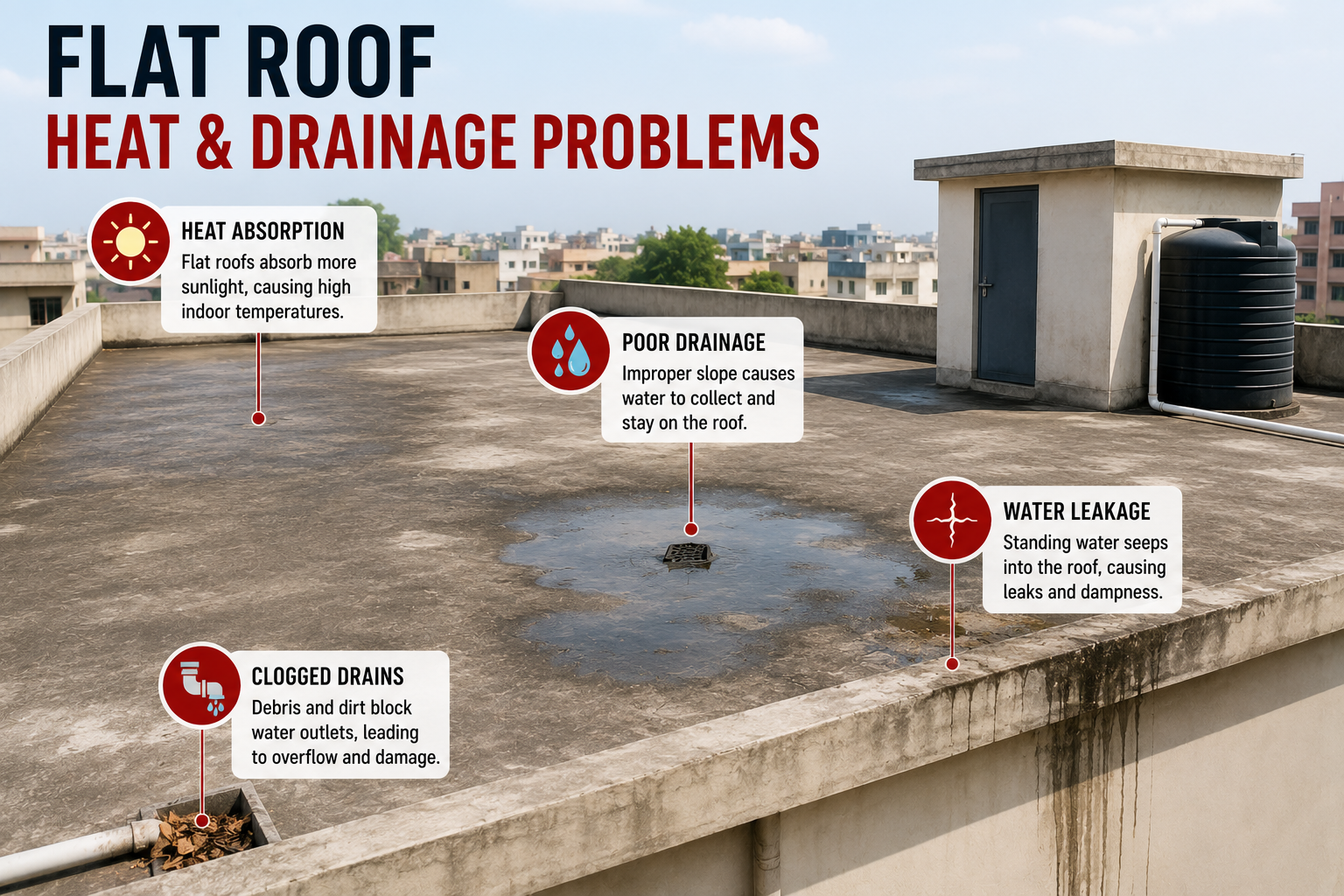 Flat Roof Heat and Drainage Problems