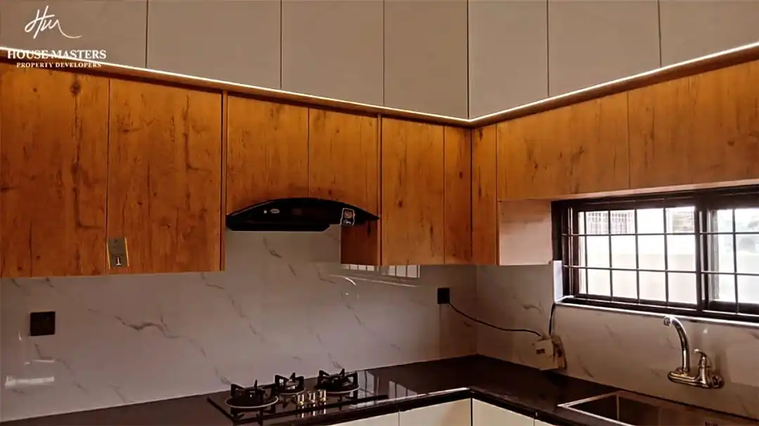 Modern kitchen in 5 Marla double-story house for sale in DHA Rahbar