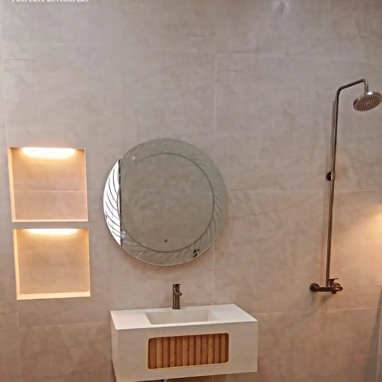 Bedroom with attached bathroom in 5 Marla DHA Rahbar house