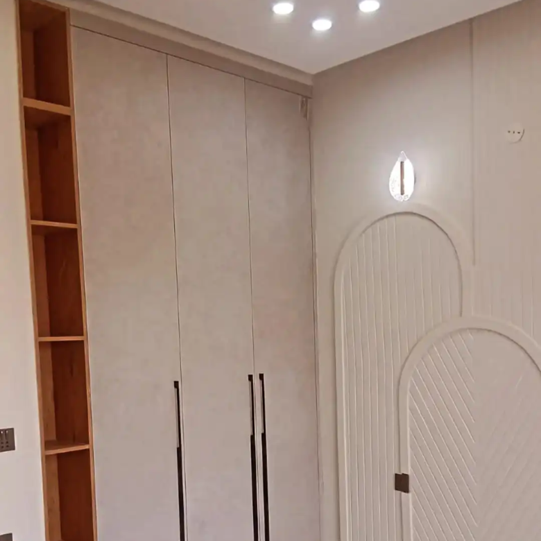 Bedroom with attached bathroom in 5 Marla DHA Rahbar house