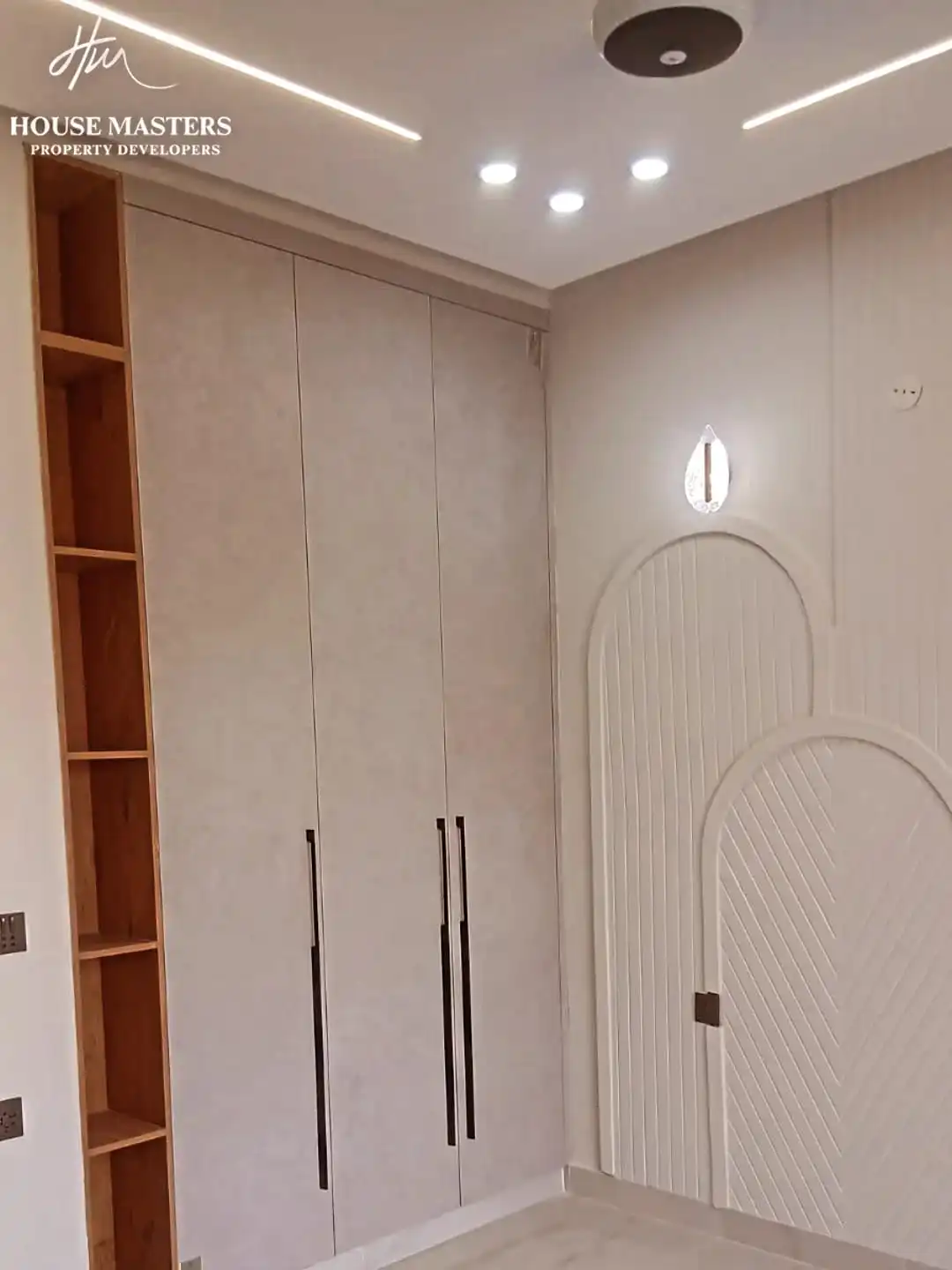 Bedroom with attached bathroom in 5 Marla DHA Rahbar house