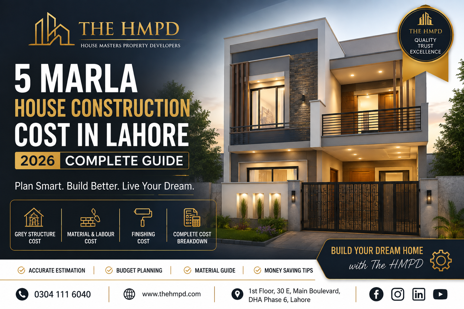 5 Marla house construction cost