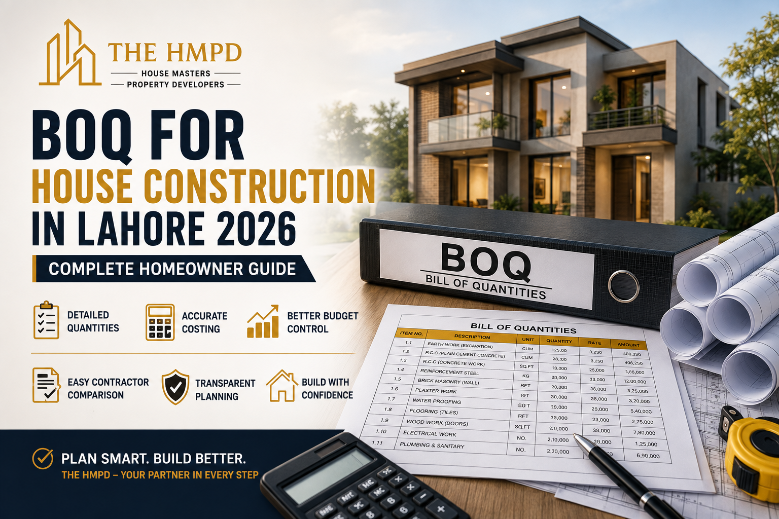 BOQ for House Construction in Lahore 2026 Complete Homeowner Guide by THE HMPD