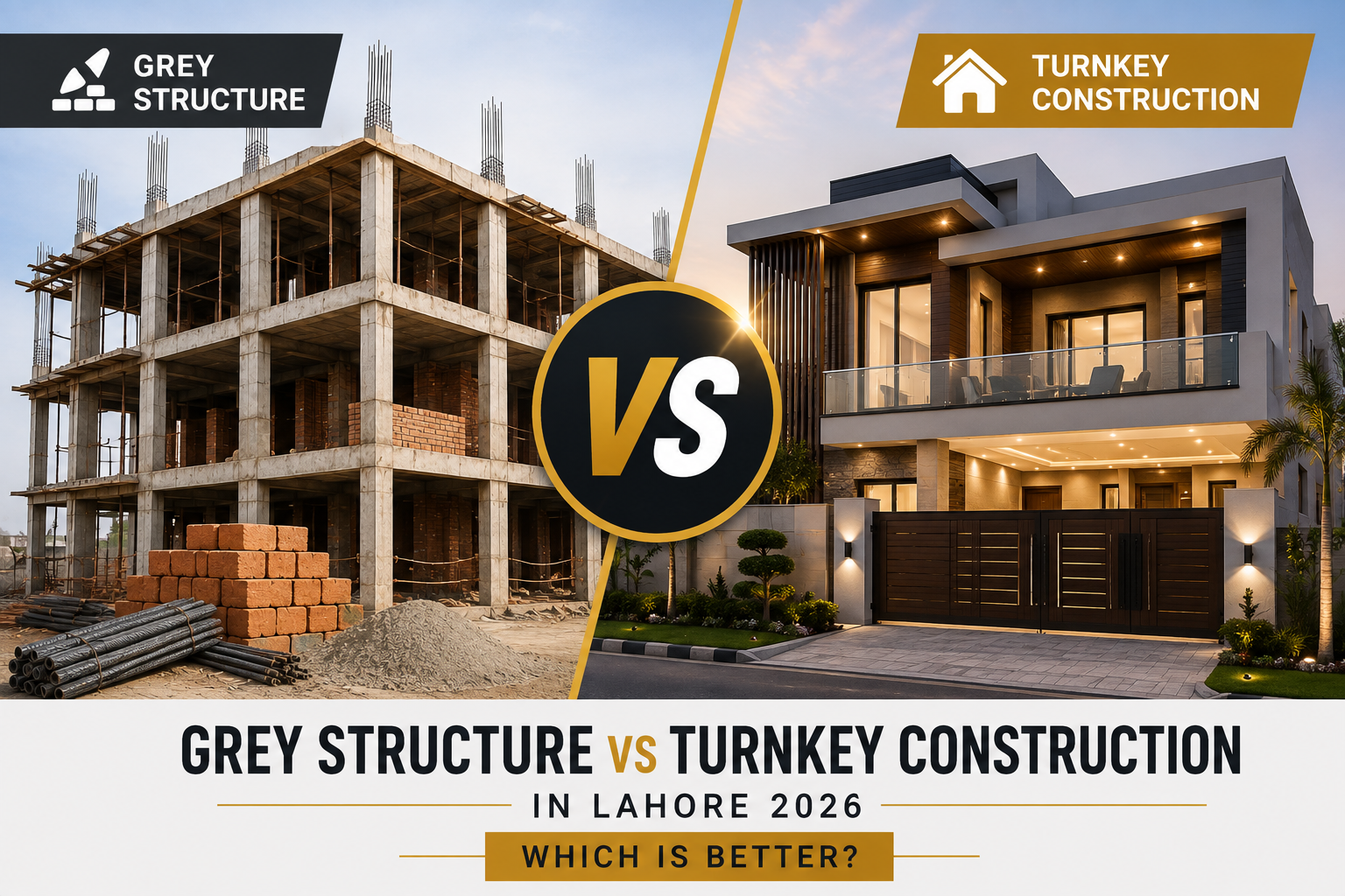 Grey Structure vs Turnkey Construction. the hmpd in lahore